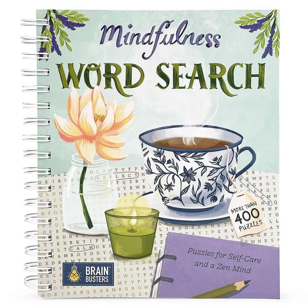 Mindfulness Word Search Book - Spiral-Bound Puzzle Multi-Level Word Search Book